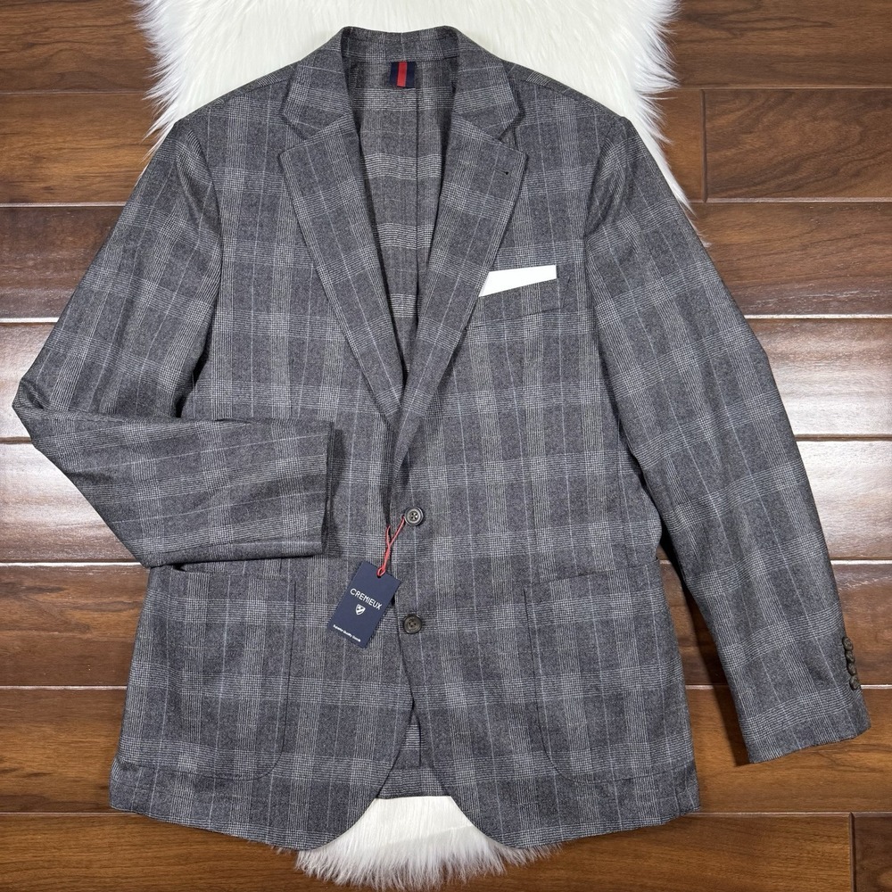 Cremieux Vitale Barberis Canonico Size Large Wool‎ Woolen Flannel Blazer Jacket